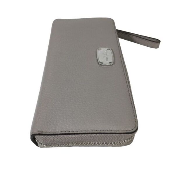 Michael Kors Jet Set Zip Wristlet Wallet Grey Pebbled Leather Full Size Long - Picture 3 of 13